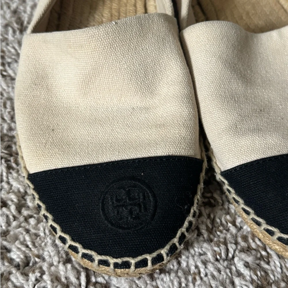 Tory Burch 10 Cap Toe Cream Espadrille Loafer Slip Ons